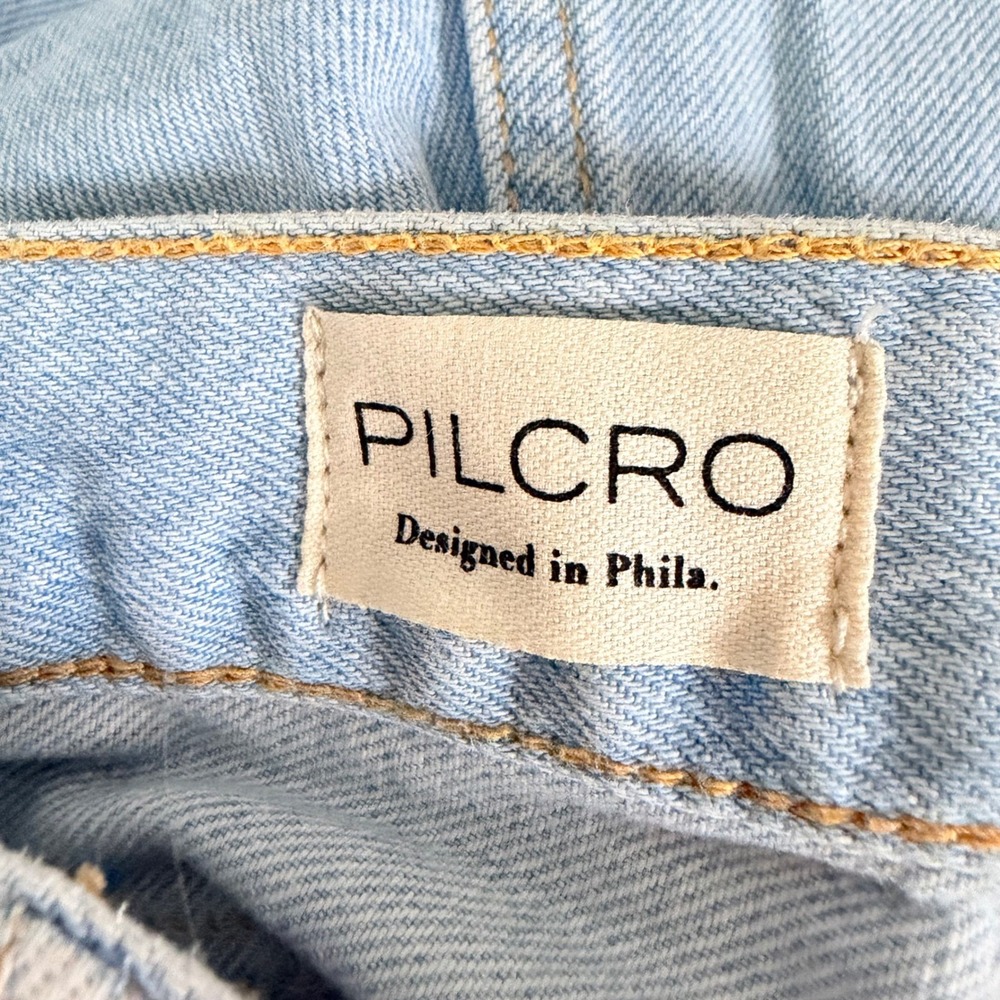 NEW Pilcro Sequin Wide Leg Jeans 28 Light Wash Denim High Rise Pants FLAW - Picture 11 of 16
